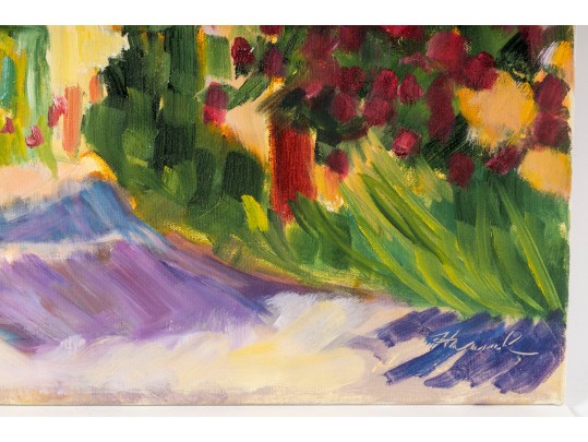 Hannah Cole Buie (American, B. 1955) Oil On Canvas Villa Landscape Painting