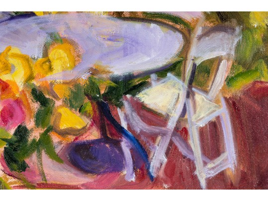 Hannah Cole Buie (American, B. 1955) Oil On Canvas Patio Scene