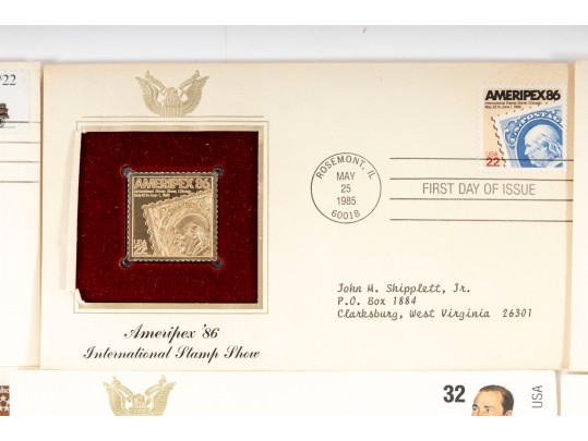 U.S. Postal Service Limited Edition 22K Gold Stamp Replica Envelopes 