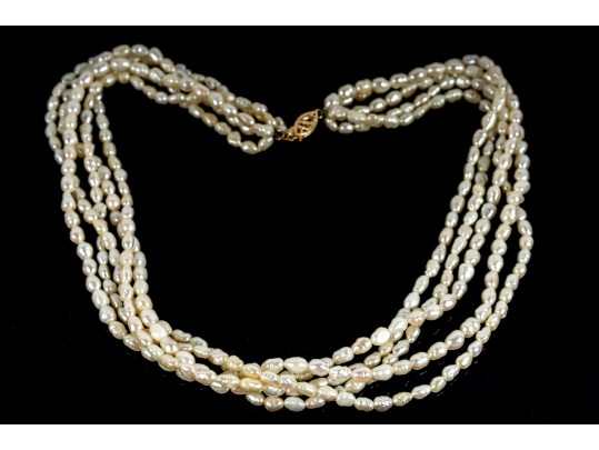 Multi-Threaded Miniature Cultured Pearl Necklace 