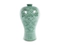 Korean Celadon Glazed & Hand Painted Ceramic Meiping Vase