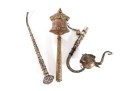 Tibetan Silver Smoking Pipe & Prayer Wheel