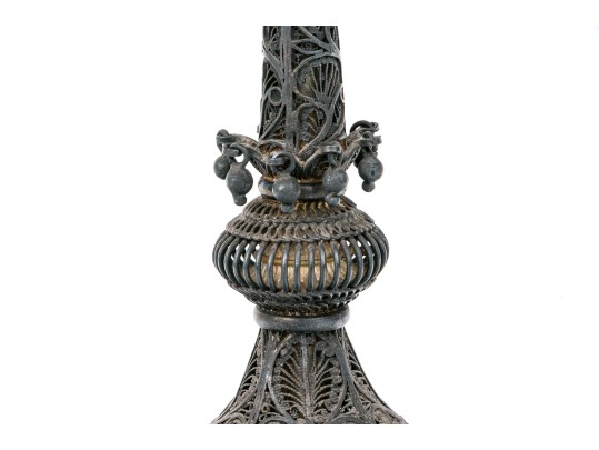 Antique Persian Silver Filigree Rose Water Bottle, 6.745 Troy Ozs. 