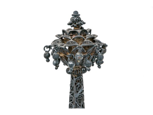 Antique Persian Silver Filigree Rose Water Bottle, 6.745 Troy Ozs. 