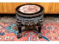 Chinese Carved Wood And Marble Plant Stand