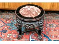 Chinese Carved Wood And Marble Plant Stand