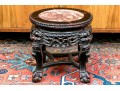 Chinese Carved Wood And Marble Plant Stand