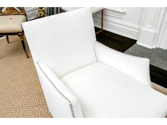 Pair Elegant Custom Ivory Velvet Hollywood Chairs 