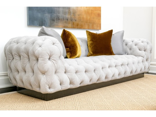 Very Fabulous Lynne Scalo Velvet Tufted Italian Sofa 