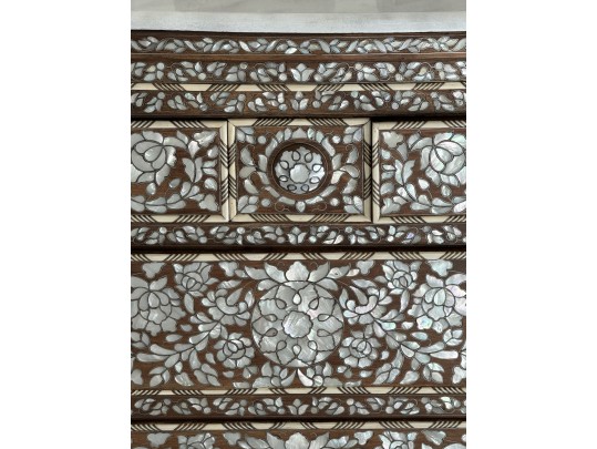 Gorgeous Marble Top Mother Pearl Accent Chest