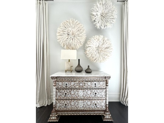 Gorgeous Marble Top Mother Pearl Accent Chest