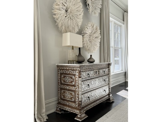 Gorgeous Marble Top Mother Pearl Accent Chest