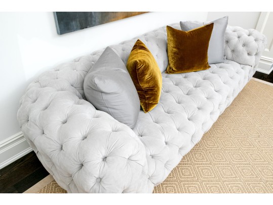 Very Fabulous Lynne Scalo Velvet Tufted Italian Sofa 