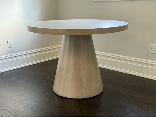 Contemporary White Oak Finish Pedastal Table 
