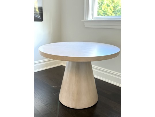 Contemporary White Oak Finish Pedastal Table 