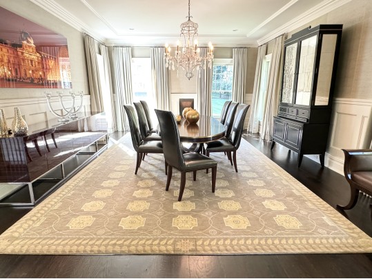 Luxurious Silk & Wool Custom Carpet, Corinth Mist  12 X 18