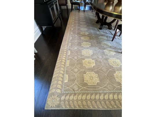 Luxurious Silk & Wool Custom Carpet, Corinth Mist  12 X 18