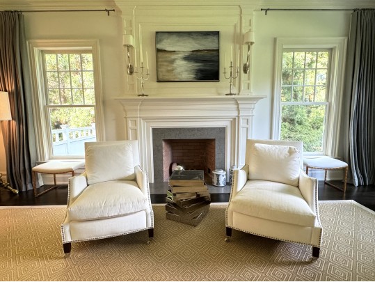 Pair Elegant Custom Ivory Velvet Hollywood Chairs 