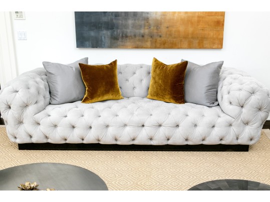 Very Fabulous Lynne Scalo Velvet Tufted Italian Sofa 