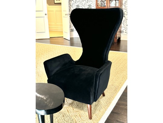 Pair Of Granta Black Velvet Art Deco Style Modern Side Chairs 