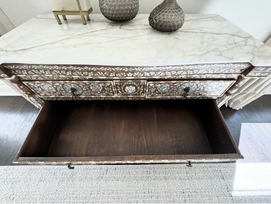 Gorgeous Marble Top Mother Pearl Accent Chest