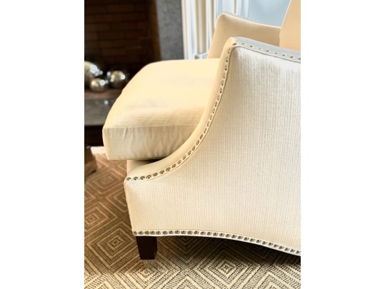 Pair Elegant Custom Ivory Velvet Hollywood Chairs 