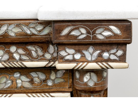 Gorgeous Marble Top Mother Pearl Accent Chest