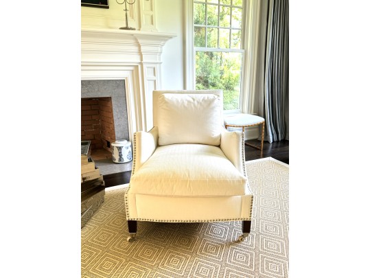 Pair Elegant Custom Ivory Velvet Hollywood Chairs 