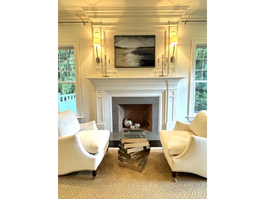Pair Elegant Custom Ivory Velvet Hollywood Chairs 