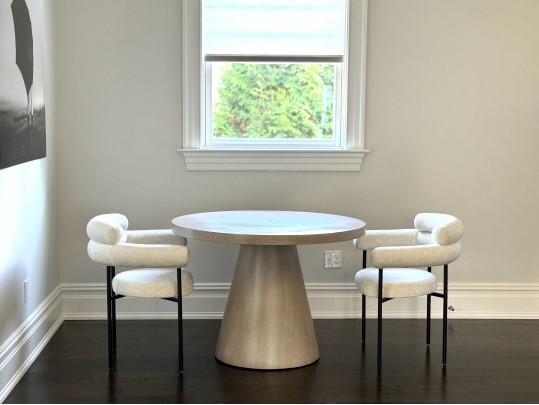 Contemporary White Oak Finish Pedastal Table 