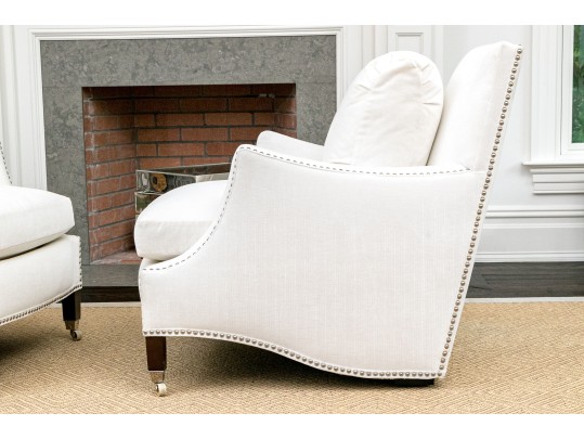 Pair Elegant Custom Ivory Velvet Hollywood Chairs 