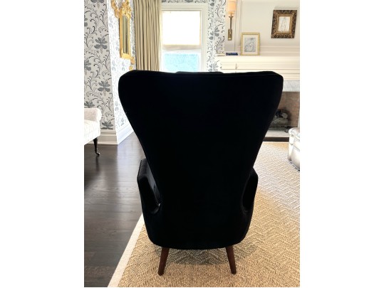 Pair Of Granta Black Velvet Art Deco Style Modern Side Chairs 