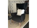 Pair Of Granta Black Velvet Art Deco Style Modern Side Chairs 