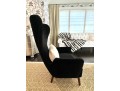 Pair Of Granta Black Velvet Art Deco Style Modern Side Chairs 