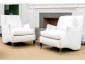 Pair Elegant Custom Ivory Velvet Hollywood Chairs 