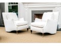 Pair Elegant Custom Ivory Velvet Hollywood Chairs 