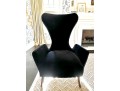 Pair Of Granta Black Velvet Art Deco Style Modern Side Chairs 