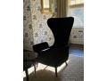 Pair Of Granta Black Velvet Art Deco Style Modern Side Chairs 