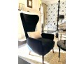 Pair Of Granta Black Velvet Art Deco Style Modern Side Chairs 