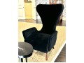 Pair Of Granta Black Velvet Art Deco Style Modern Side Chairs 