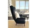 Pair Of Granta Black Velvet Art Deco Style Modern Side Chairs 