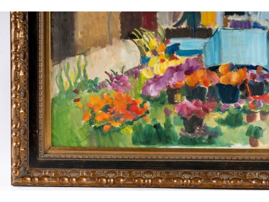 Hannah Cole Buie (American, B. 1955) Oil On Canvas Market Scene Painting