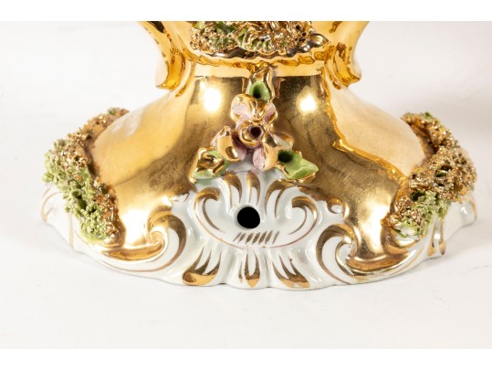 Pair Of Luxurious Capodimonte Italian Ceramic Candelabras