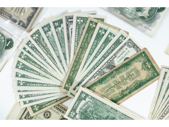 Collection Of American And English Banknotes