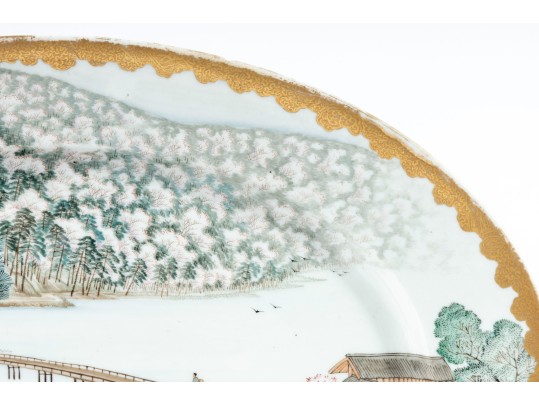 Fine Japanese Hand-Painted Porcelain Oval Platter