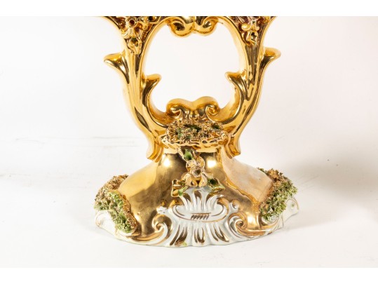 Pair Of Luxurious Capodimonte Italian Ceramic Candelabras