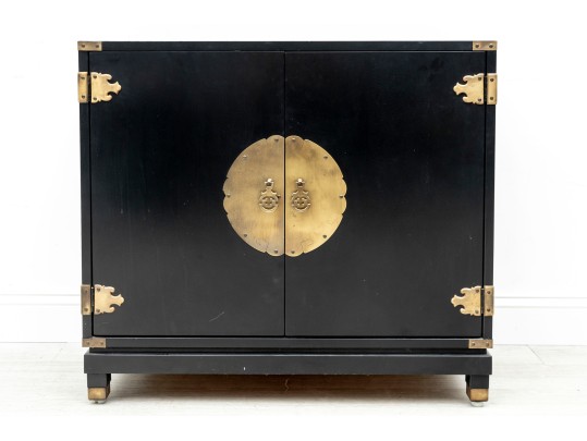 Vintage Black Chinoiserie Chest 
