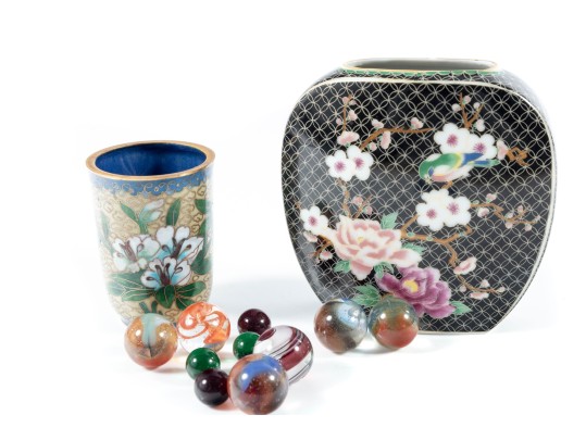 Cloisonne Themed Vases And Glass Marbles