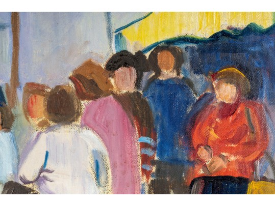 Hannah Cole Buie (American, B. 1955) Oil On Canvas Market Scene Painting