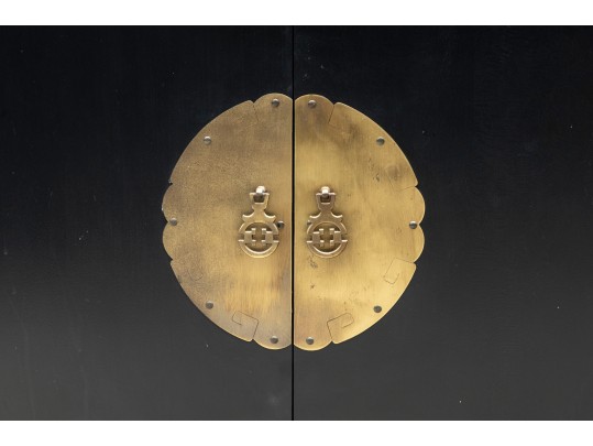 Vintage Black Chinoiserie Chest 